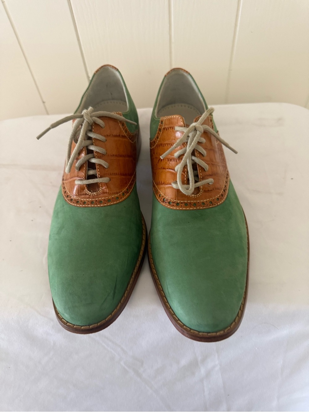 Cole Haan X Nike Vintage Dress Shoes Loafers Green Size 10 Green and Tan - Picture 3 of 4